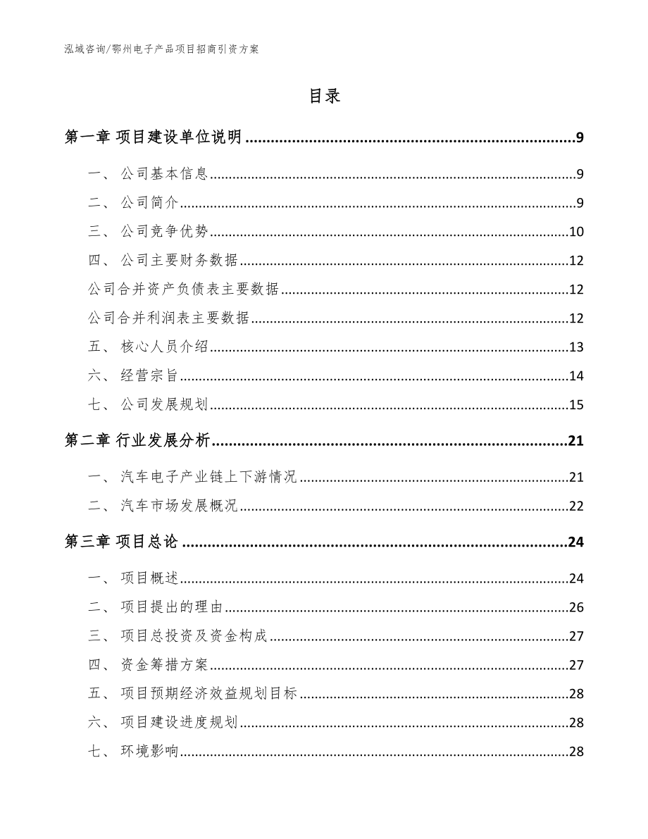 鄂州电子产品项目招商引资方案（范文参考）_第2页