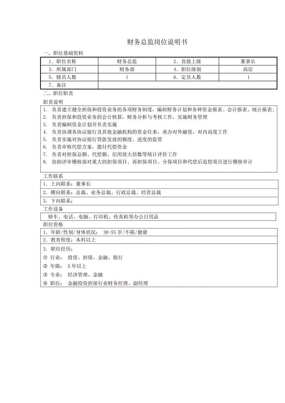 投资担保公司财务部岗位职责_第1页