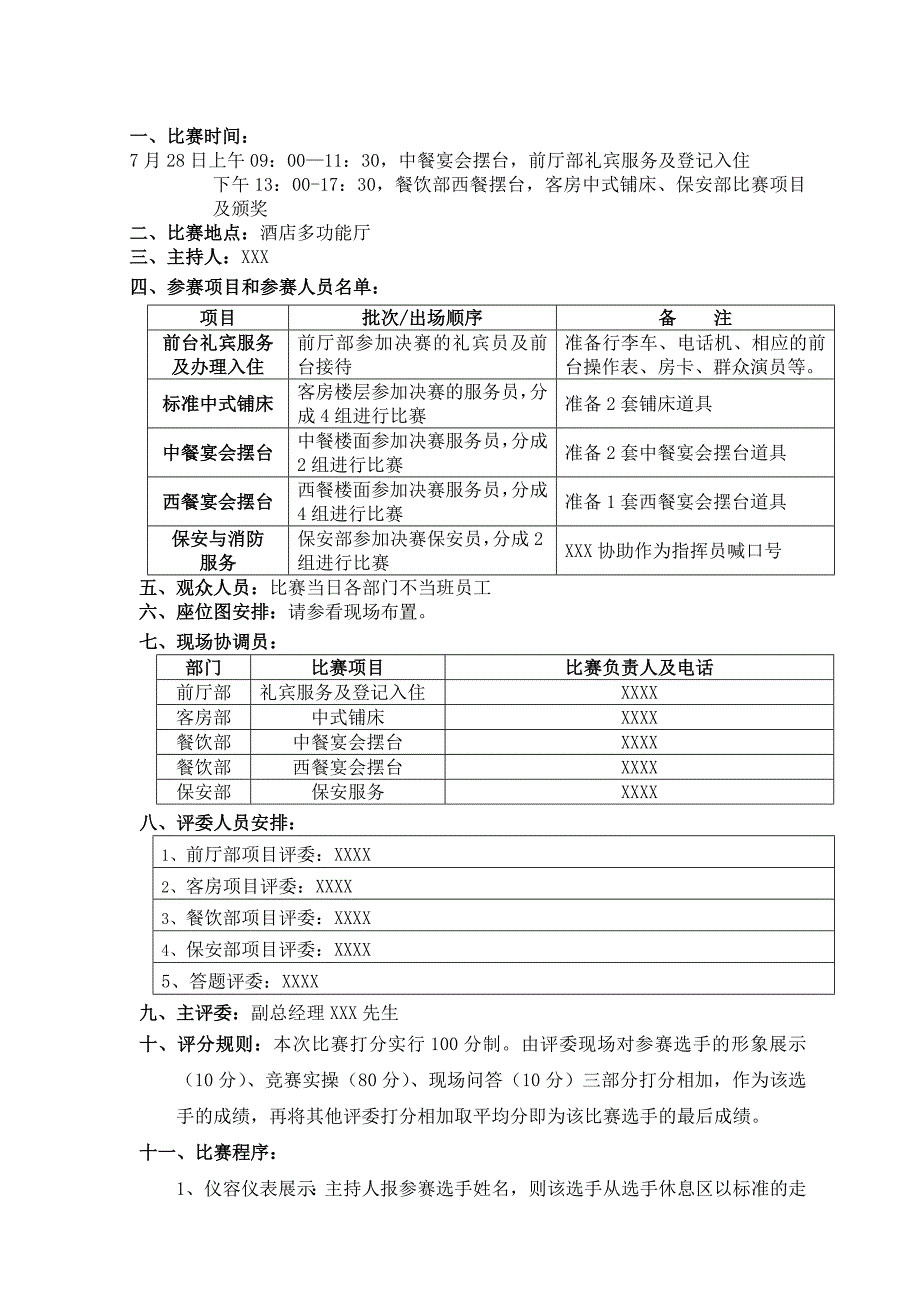 XX国际酒店技能比武大赛秩序册_第2页