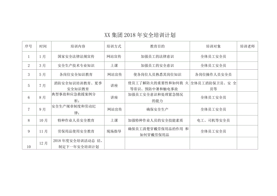 2018年度安全教育培训计划_第3页