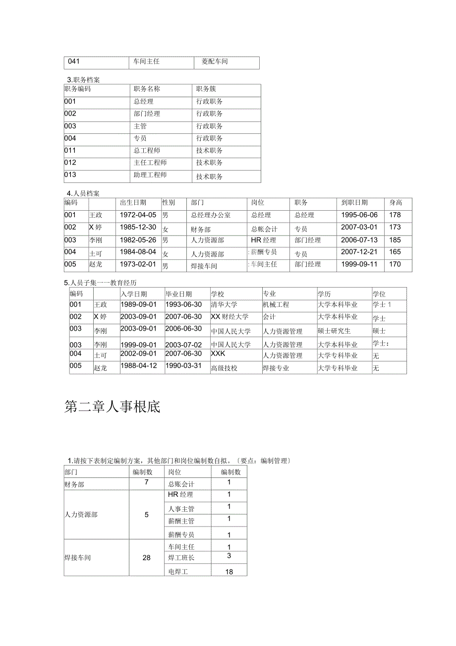 U8-HR基础模块上机练习题_第2页