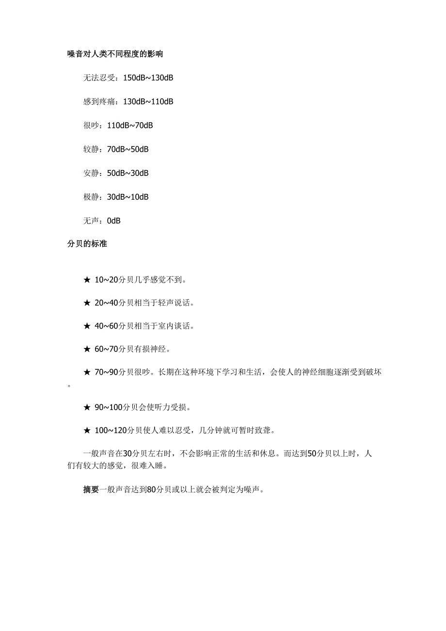 噪音对人类不同程度的影响_第1页