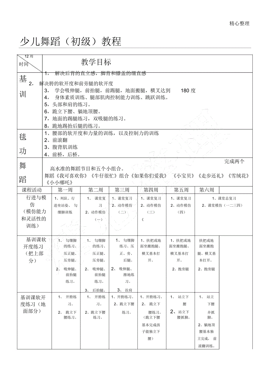 少儿舞蹈(初级)教学方法于初级教程_第1页