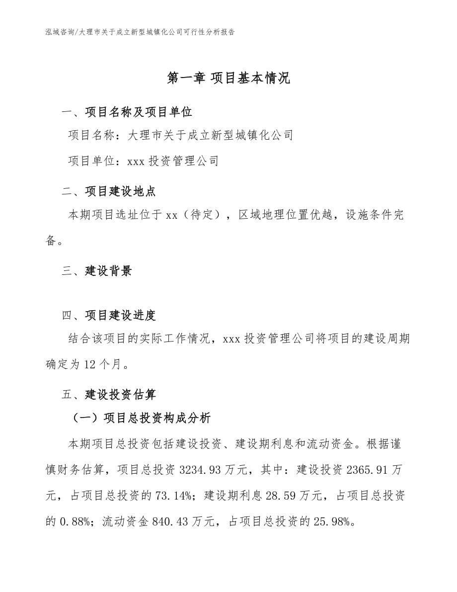 大理市关于成立新型城镇化公司可行性分析报告_模板_第5页