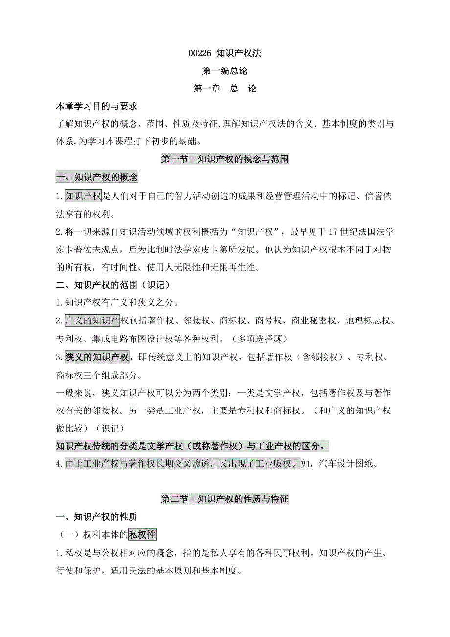 自考笔记自考保过押题0226知识产权法小抄培训资料_第1页