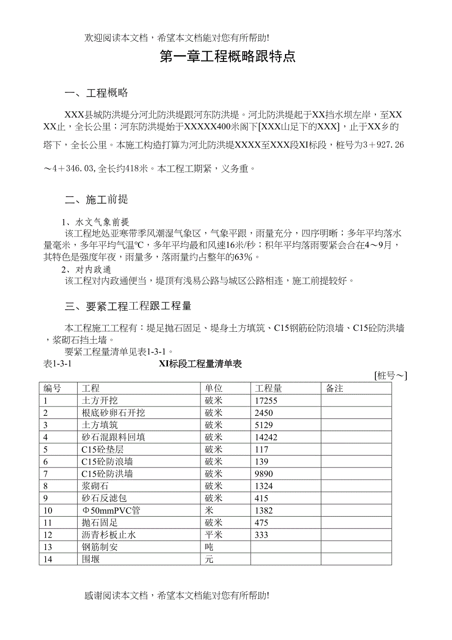 2022年建筑行业防洪堤工程施工组织设计[1]_第1页