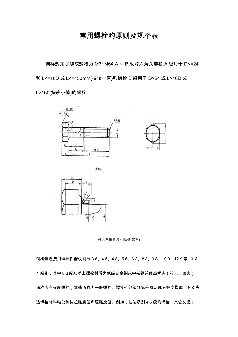 常用螺栓的重点标准和规格表_第1页