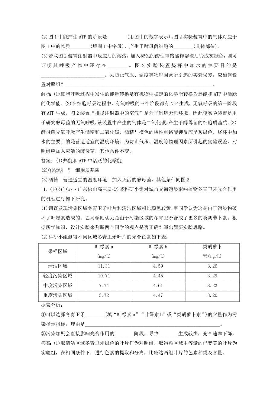 2022年高考生物一轮复习第三单元细胞的能量供应和利用单元过关检测_第5页