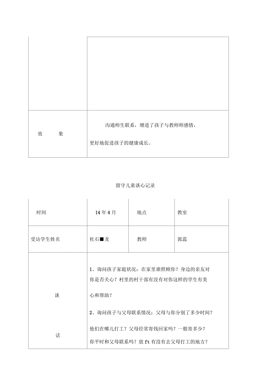 留守儿童交心谈心记录_第2页