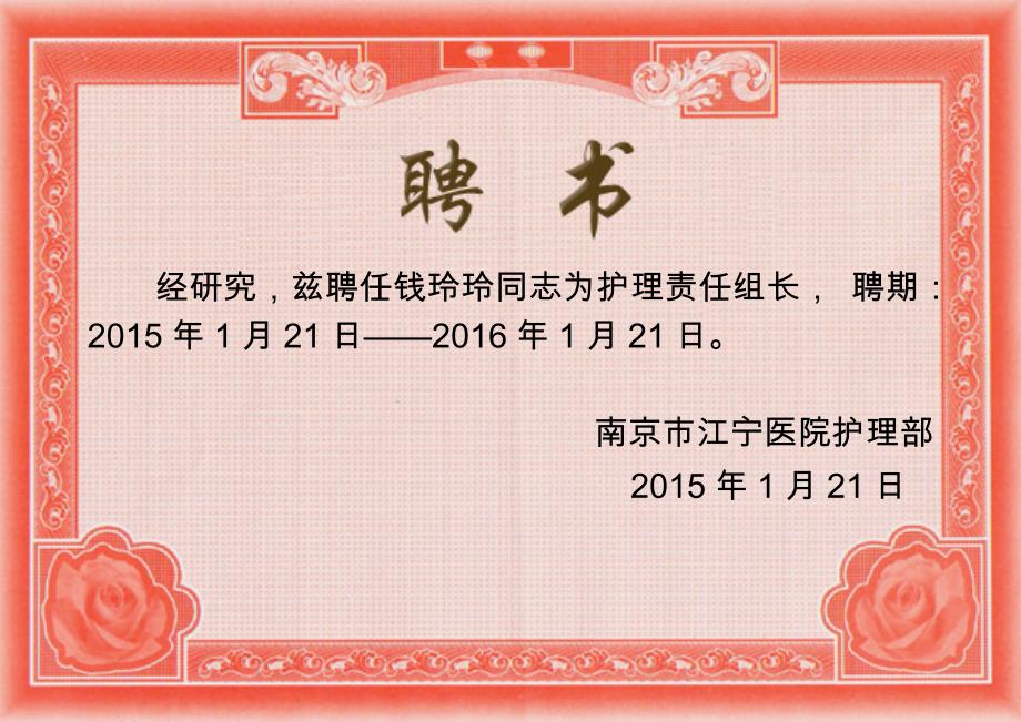 精品专题资料（2022-2023年收藏）护理教学组长、带教老师聘书模板_第2页