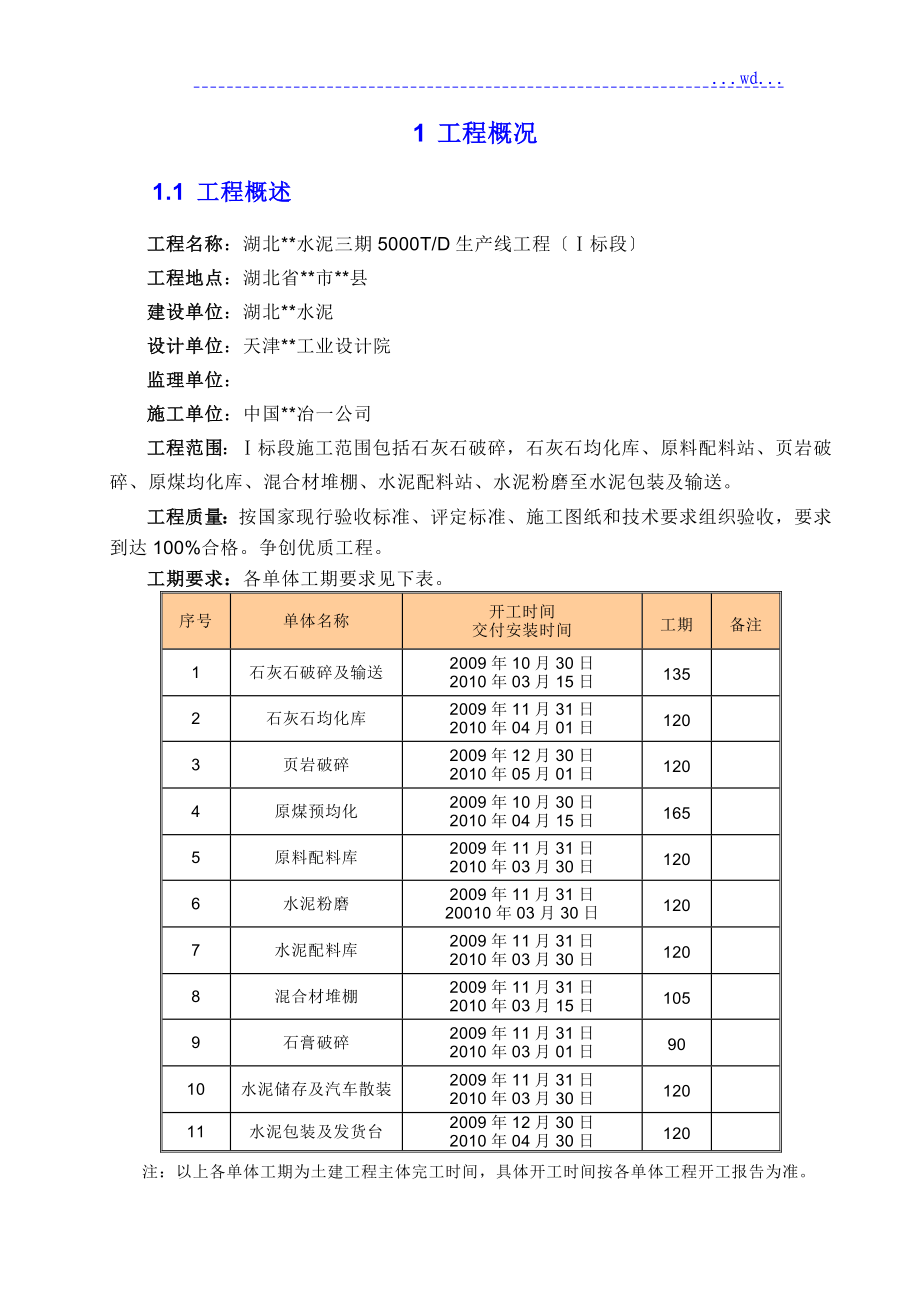 京山水泥熟料生产线建设工程施工组织设计_第3页