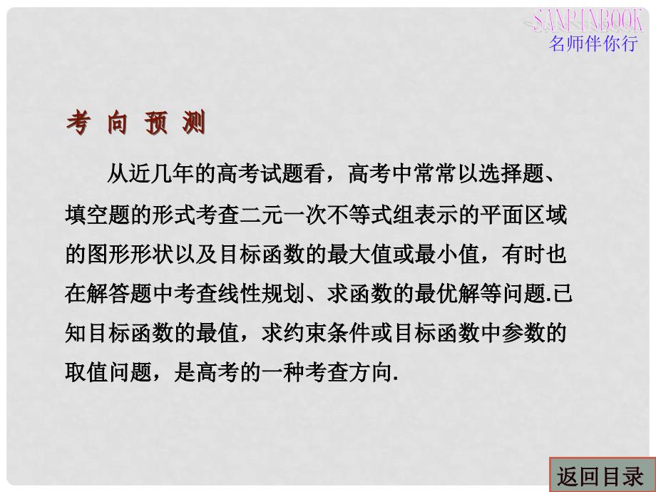 高三数学第一轮复习 二元一次不等式及简单的线性规划问题课件 新人教B版_第4页