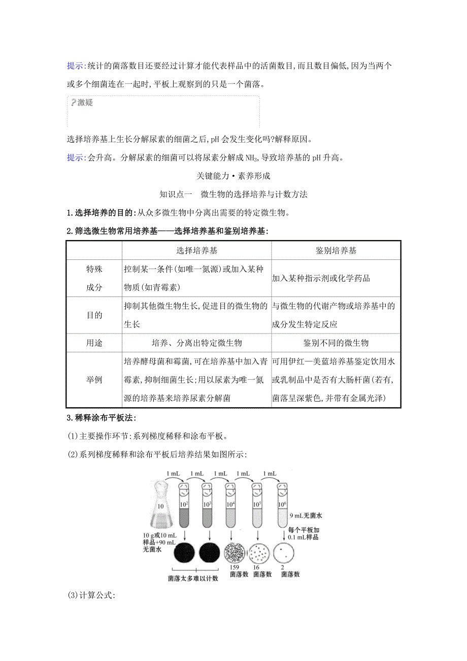 2020-2021年新教材高中生物第1章发酵工程2.2微生物的选择培养和计数学案+练习含解析新人教版选择性必修_第4页