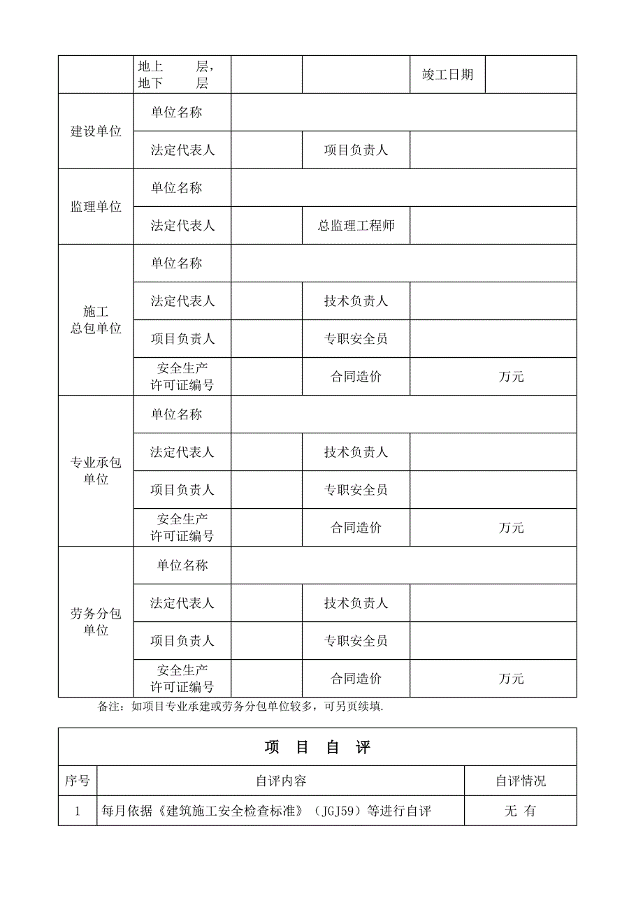 建筑施工项目安全生产标准化评定申请表_第2页