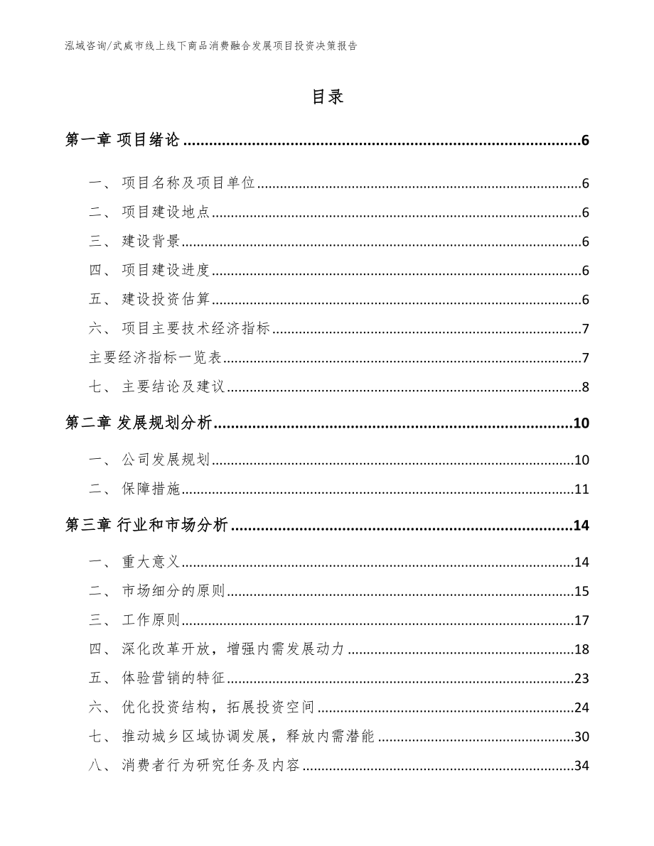 武威市线上线下商品消费融合发展项目投资决策报告_第2页