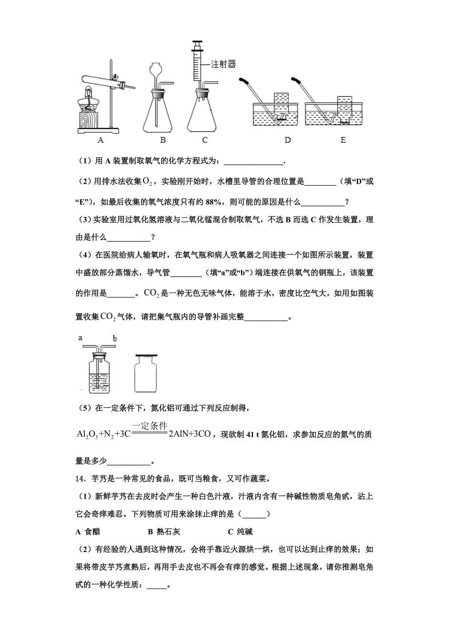 江苏省溧水区2023学年九年级化学第一学期期中学业质量监测模拟试题含解析.doc_第5页