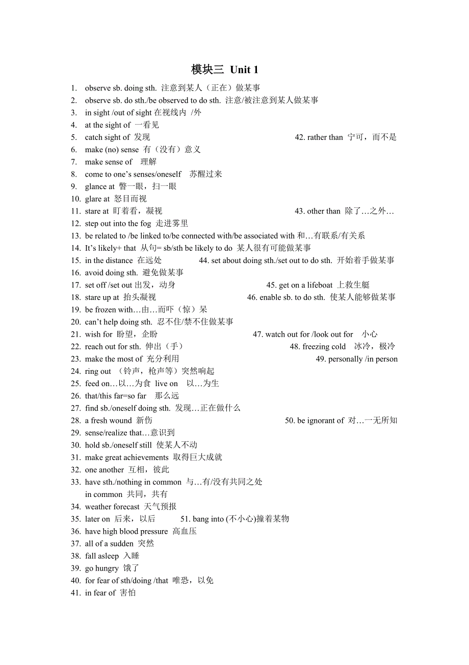 牛津高中英语模块三词组_第1页