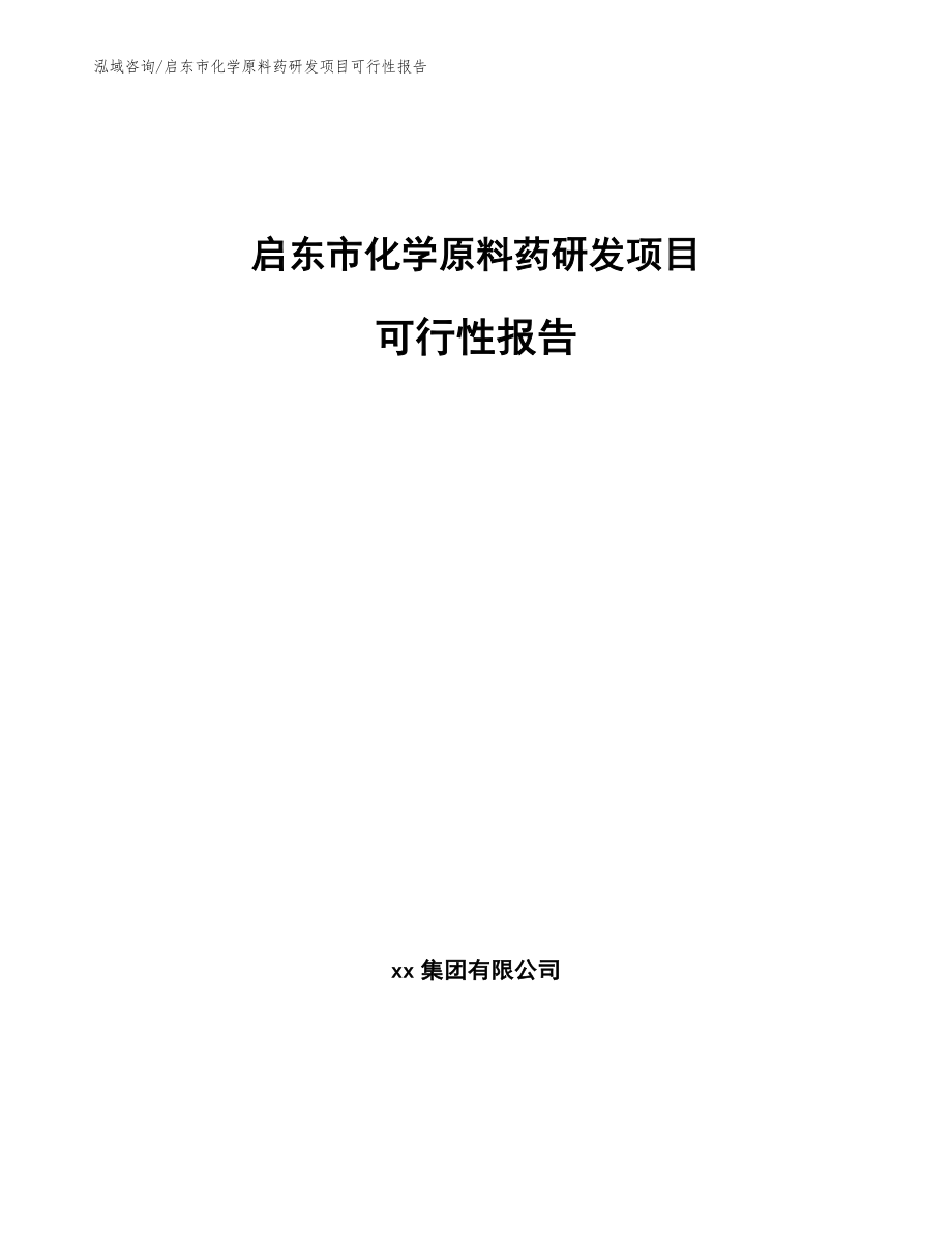 启东市化学原料药研发项目可行性报告_参考模板_第1页
