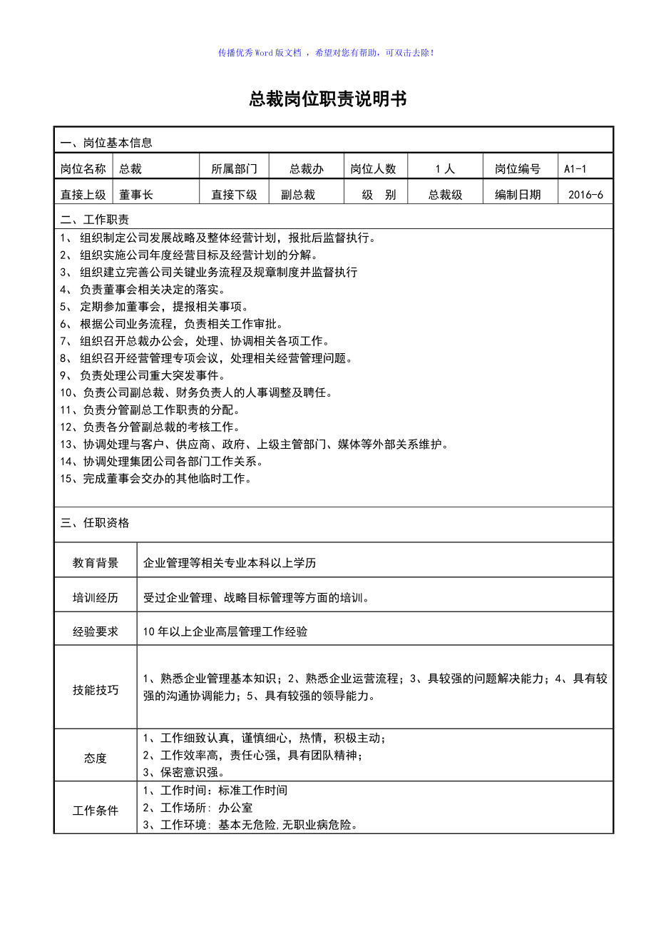 公司各部门组织架构与岗位职责Word编辑_第2页