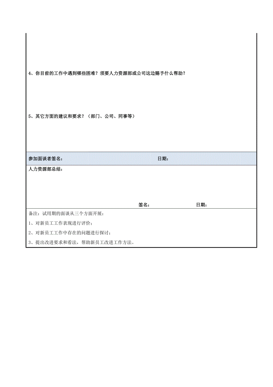 试用期员工面谈记录表_第2页