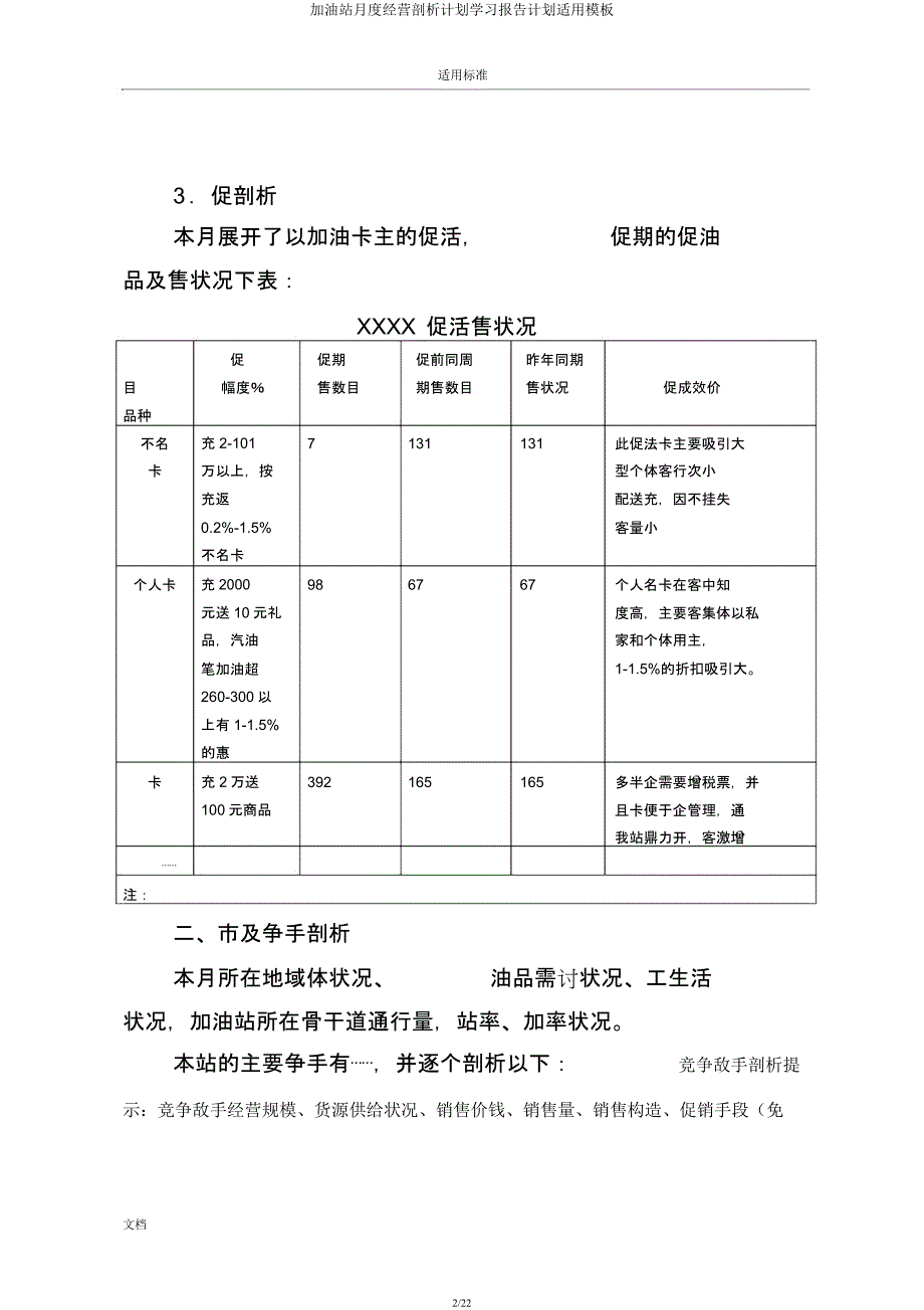 加油站月度经营分析计划学习报告计划实用模板.docx_第2页