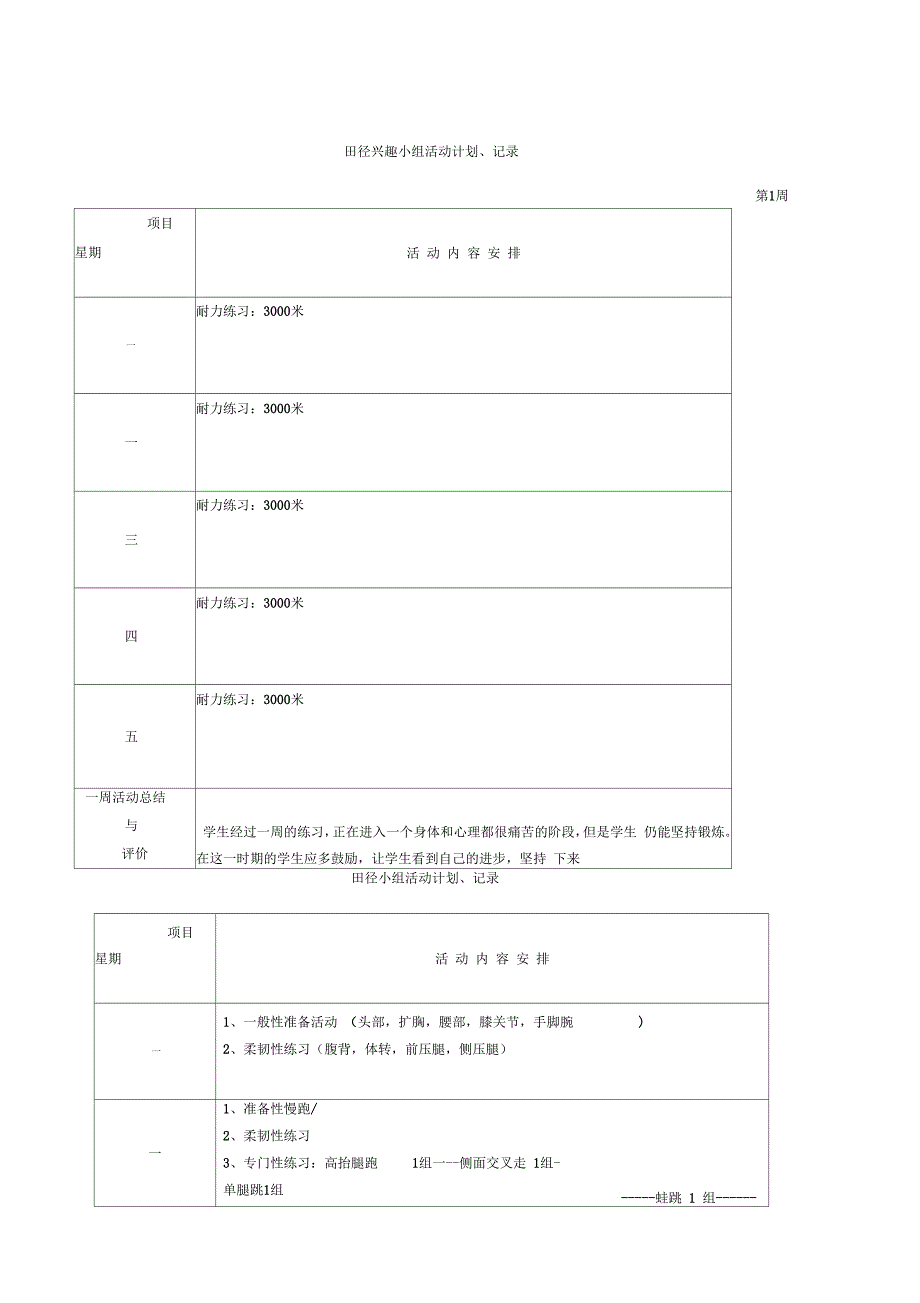 田径兴趣小组活动记录_第1页