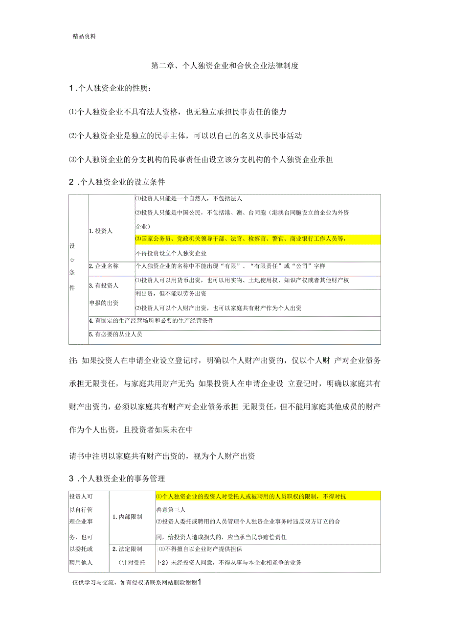 最新2个人独资企业和合伙企业汇总_第3页