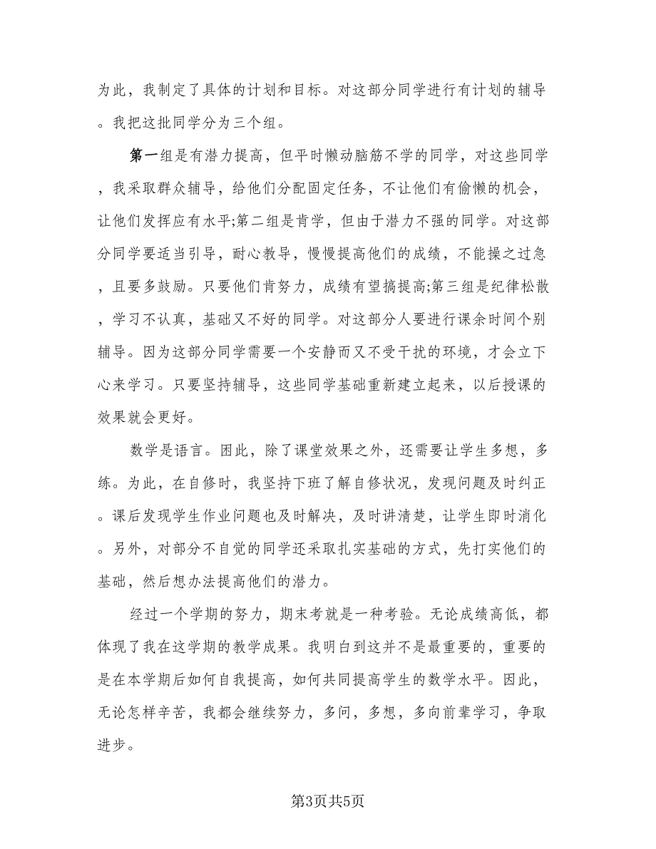 初中数学个人教学工作总结模板（二篇）_第3页