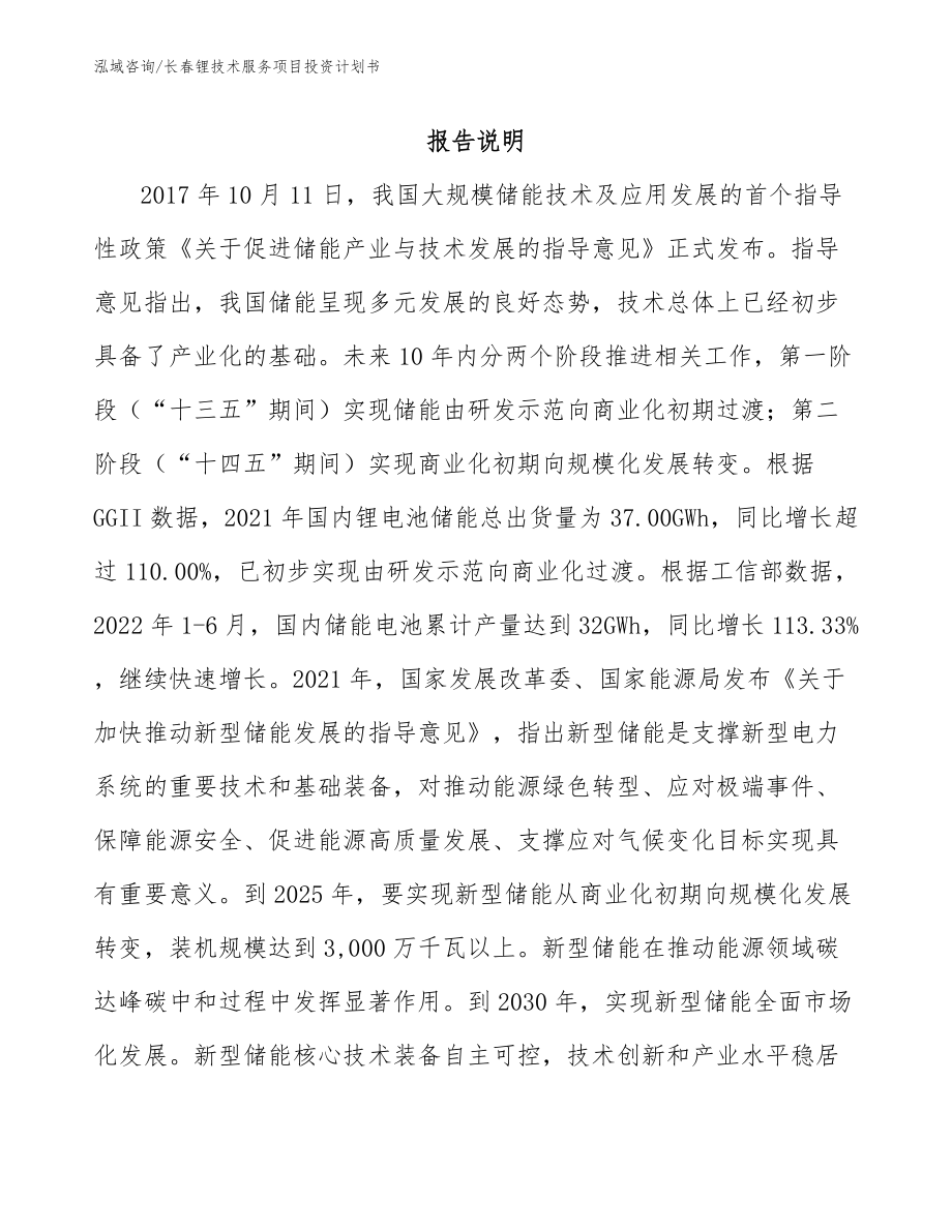 长春锂技术服务项目投资计划书_第1页