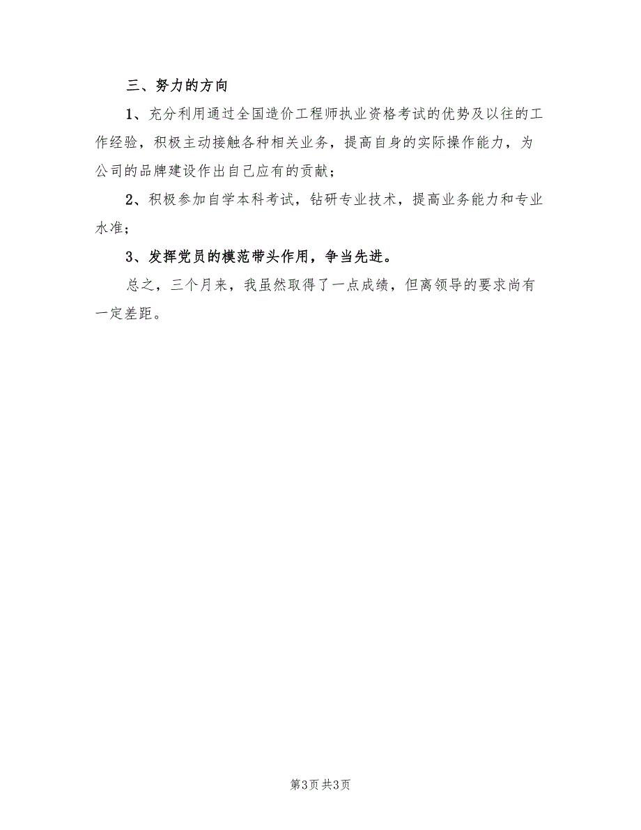 工程决算的试用期工作总结_第3页