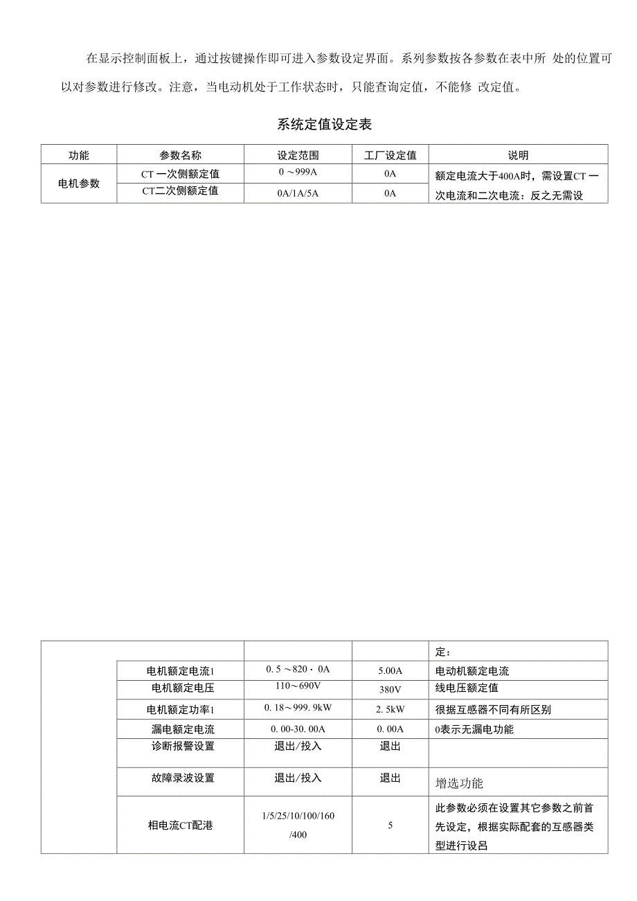 ST570L电动机保护控制器保护定值_第1页
