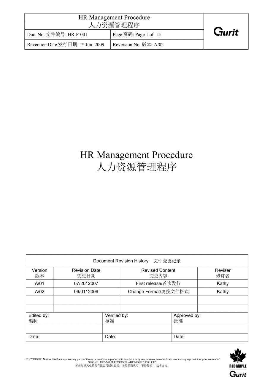 HRManagementProcedure人力资源管理程序02_第1页