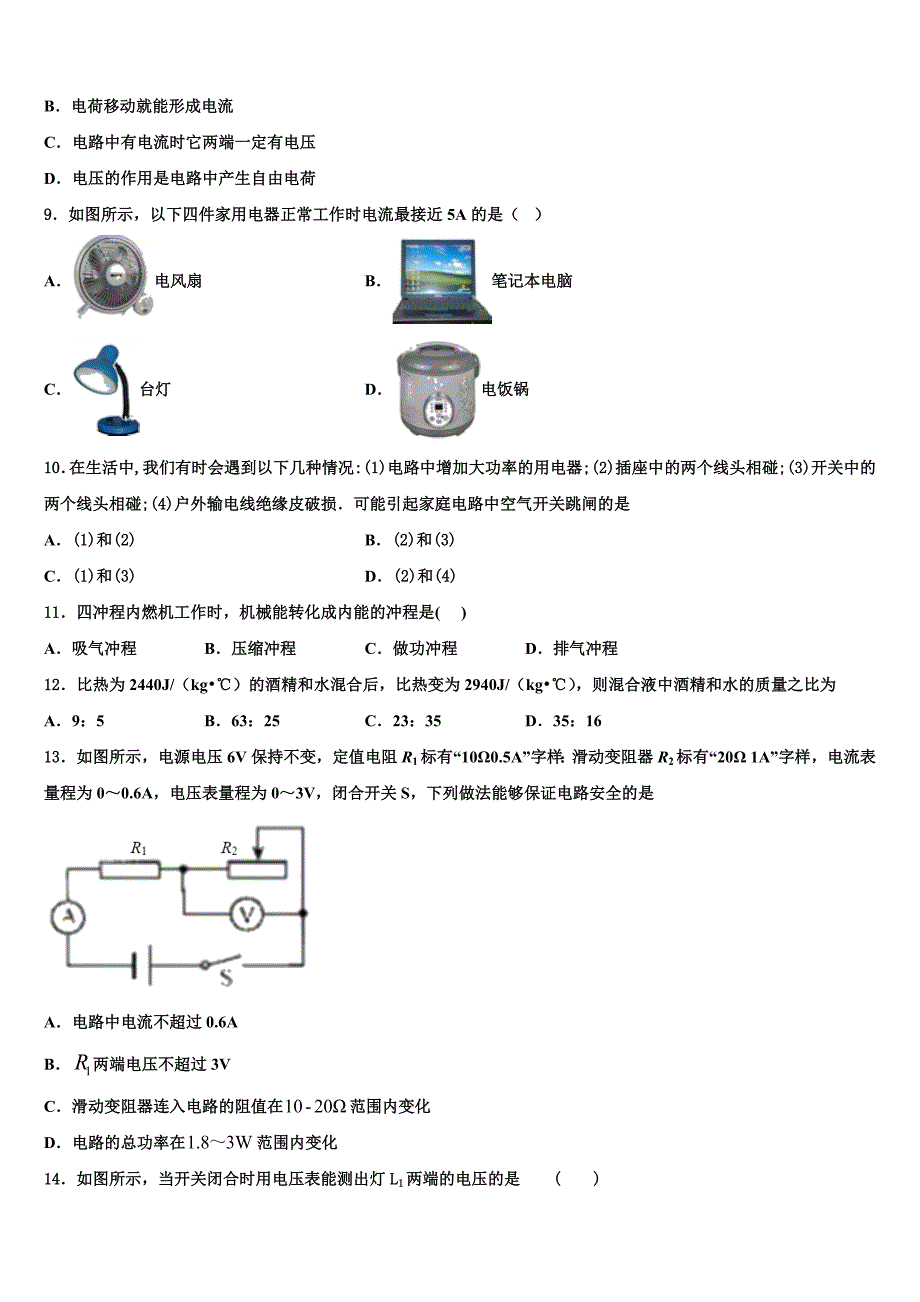 2022年江苏省苏州市振华中学九年级物理第一学期期末学业质量监测模拟试题含解析.doc_第3页