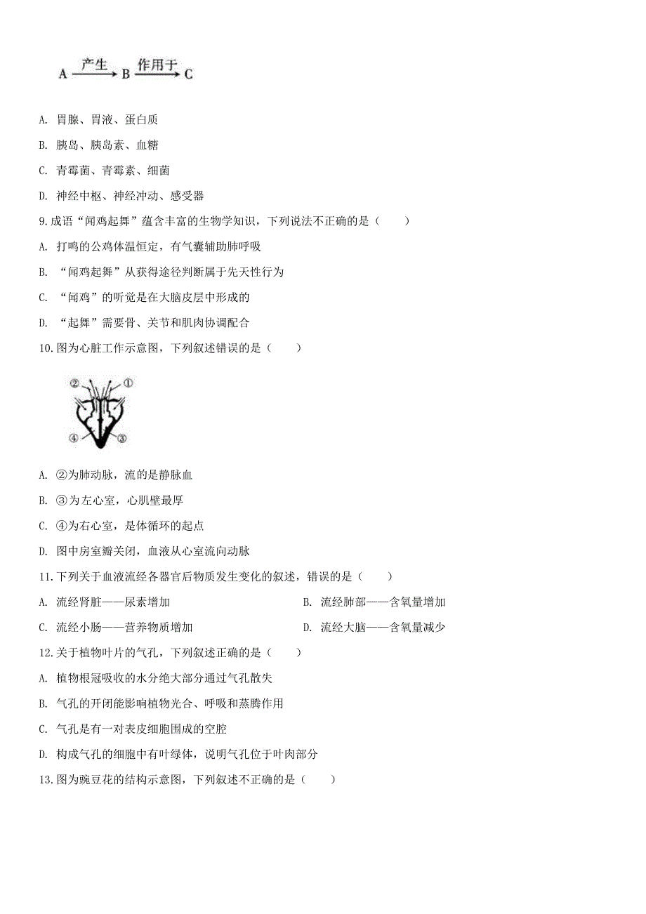 2020年江西九江中考生物试卷及答案_第2页