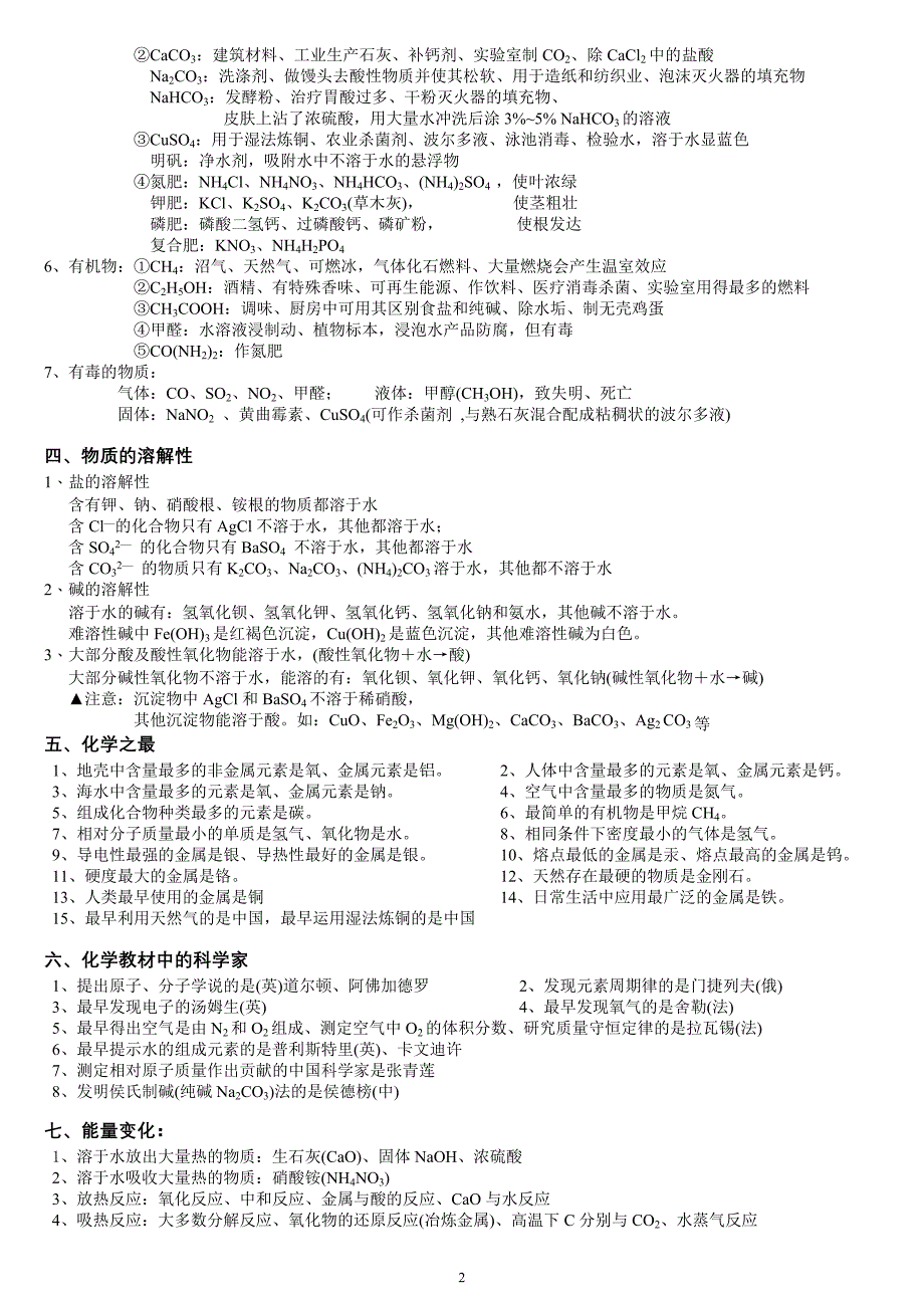 初中化学物质俗名、颜色、用途(免费下载).doc_第2页