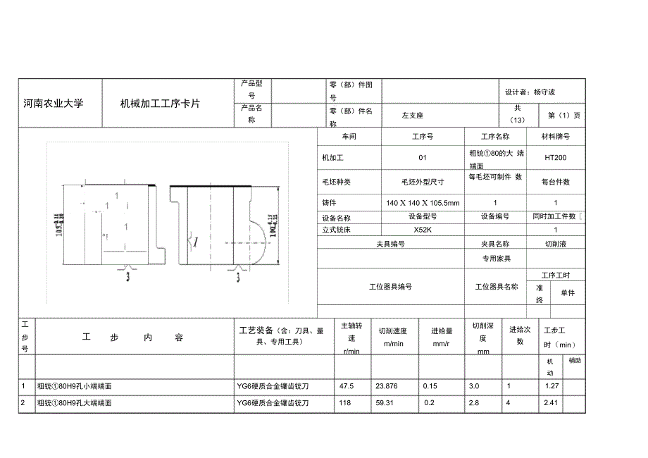 左支座机械加工工艺过程卡_第3页