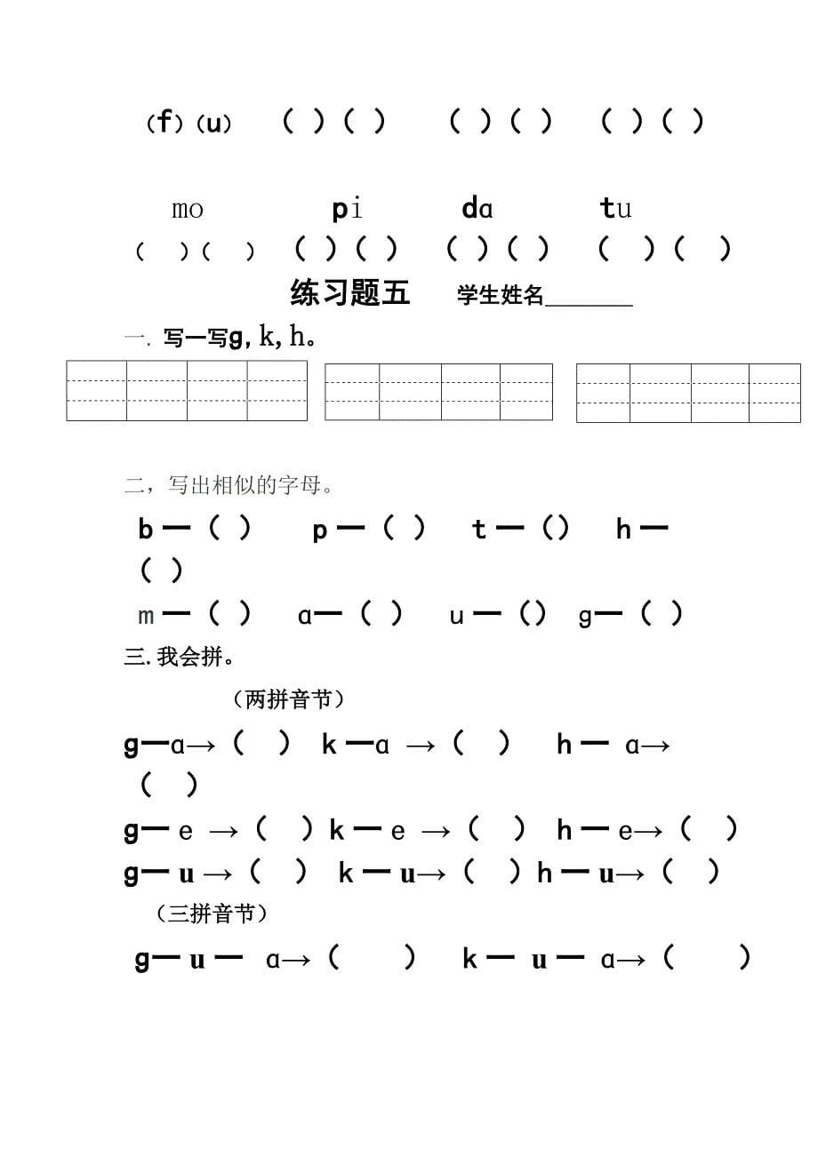 拼音辅导班练习题_第5页