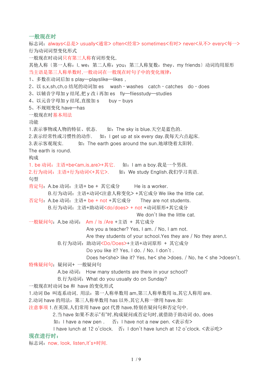 小学英语时态总结复习_第1页