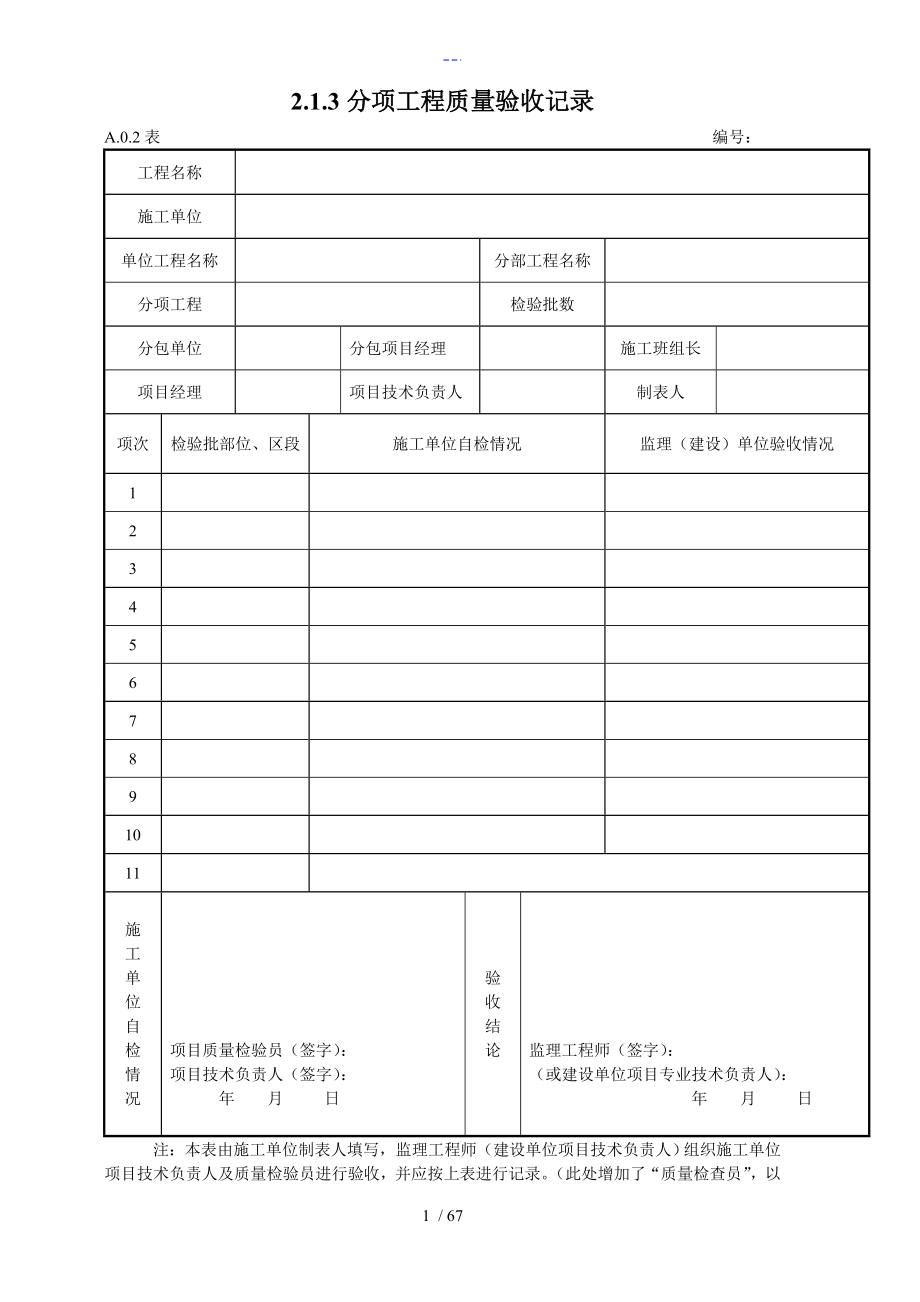 市政道路工程资料表格全套_第1页