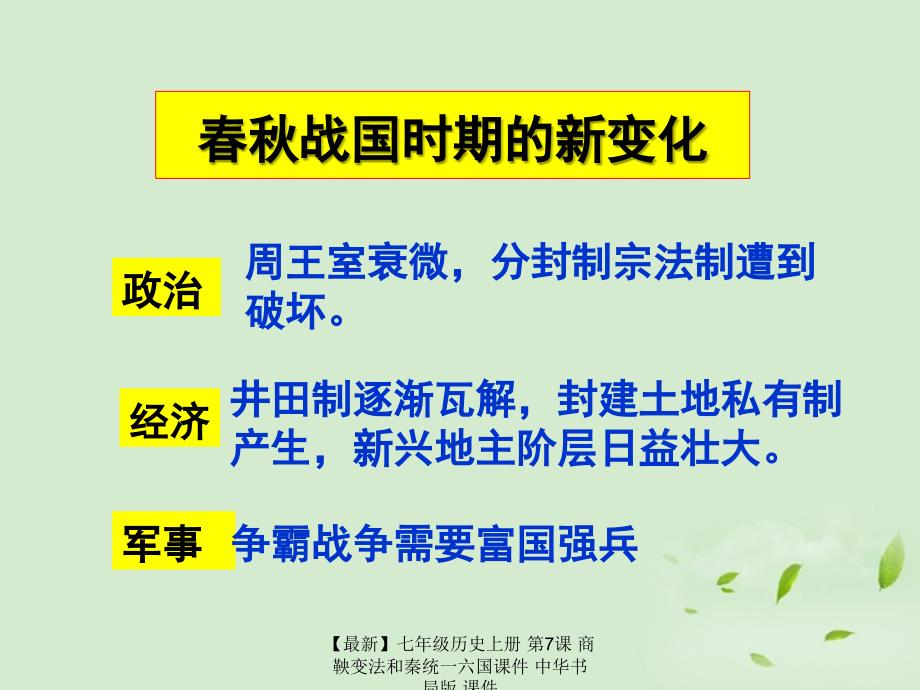 最新七年级历史上册第7课商鞅变法和秦统一六国课件中华书局版课件_第1页