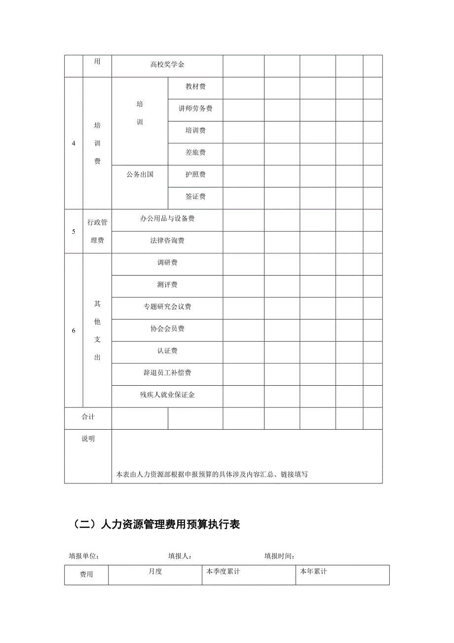 人力资源费用预算表_第2页