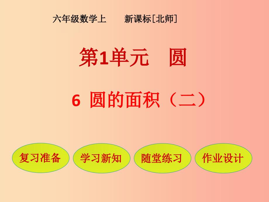 六年级数学上册第1单元圆第6节圆的面积二课件1北师大版_第1页