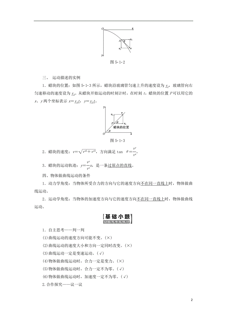 2017-2018学年高中物理 第五章 曲线运动 第1节 曲线运动教学案 新人教版必修2_第2页