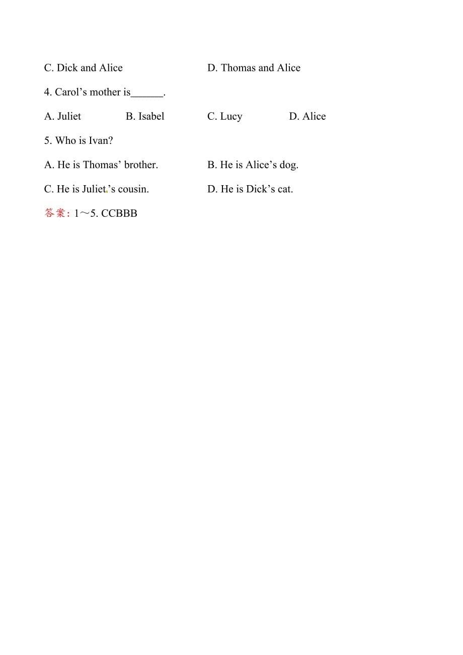 【精品】人教版七年级上期课时提升作业四 Unit 2Section B含答案_第5页