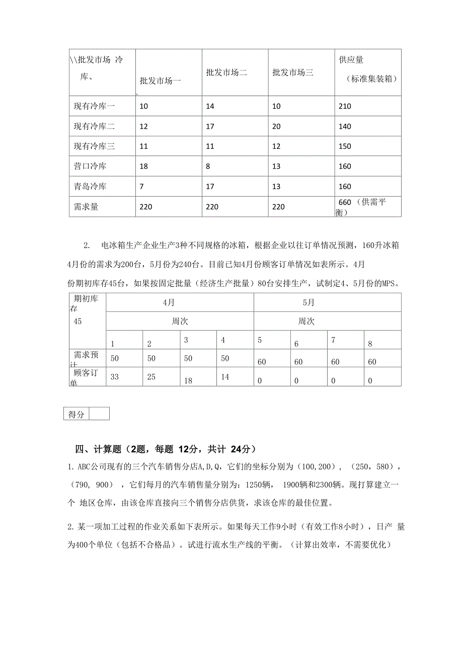 运营管理试卷2019_第3页