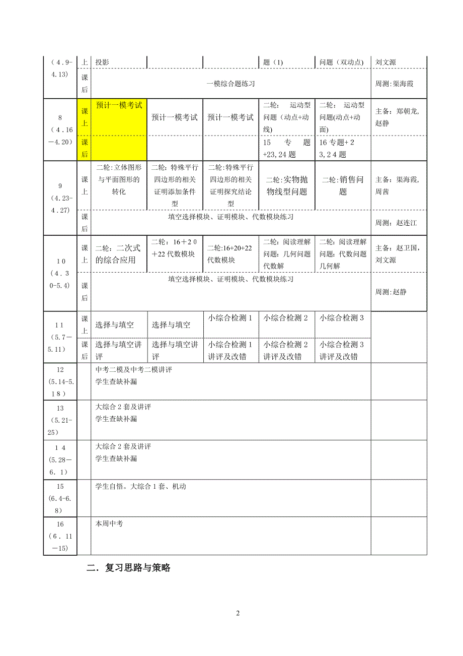 中考数学复习计划_第2页