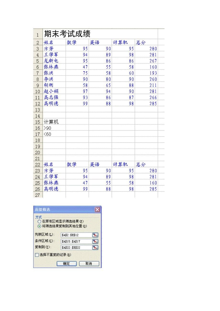 计算机职称考试 excel上机考试常见题型及解答_第5页