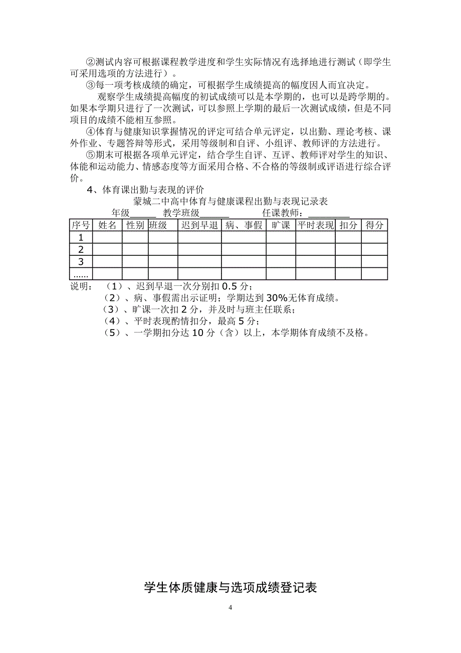 蒙城二中体育模块教学实施方案_第4页