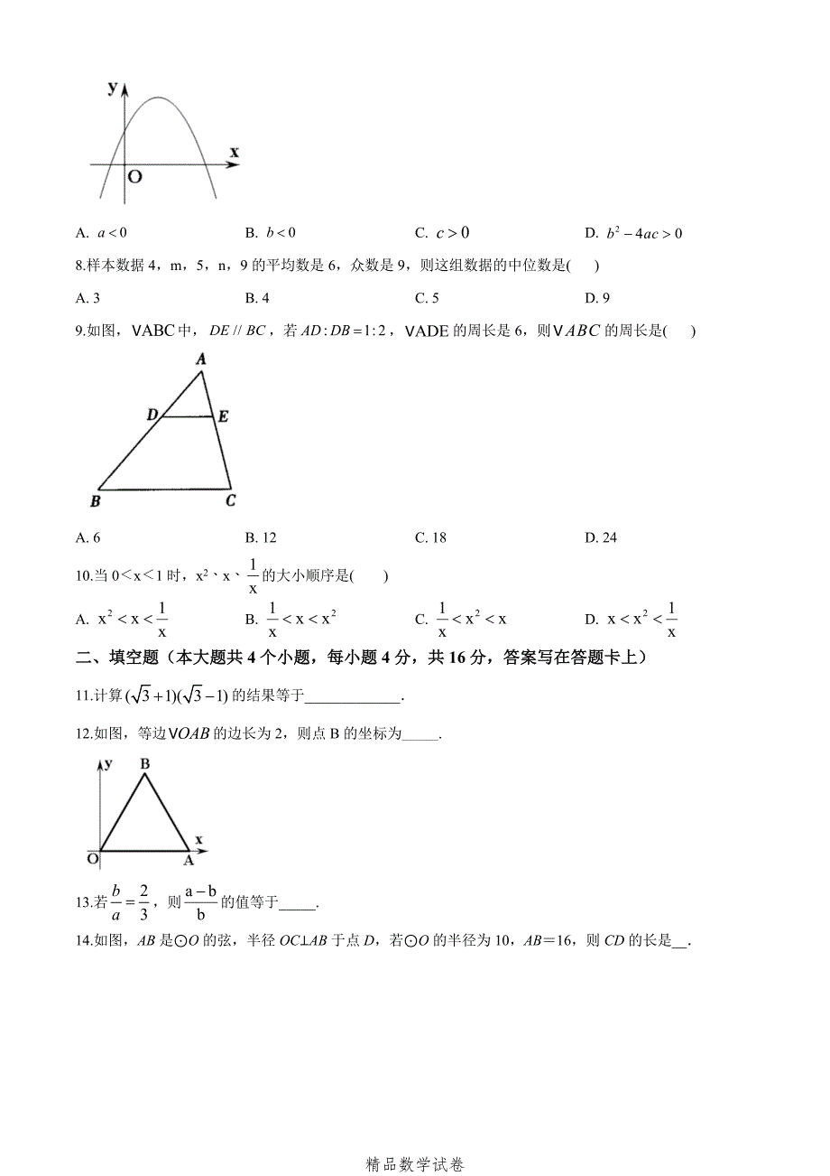 2021四川中考预测卷《数学卷》含答案解析_第2页