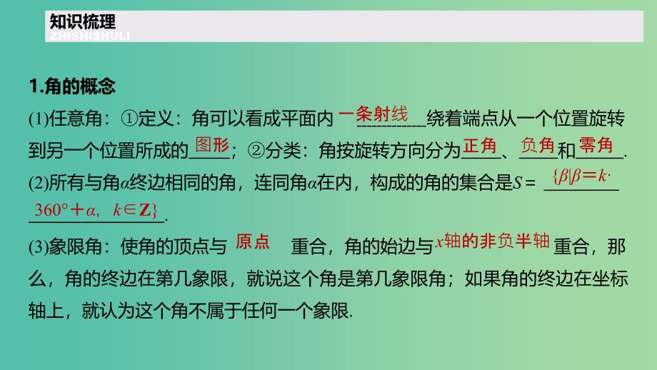 浙江专用2020版高考数学新增分大一轮复习第五章三角函数解三角形5.1任意角蝗制及任意角的三角函数课件.ppt_第4页